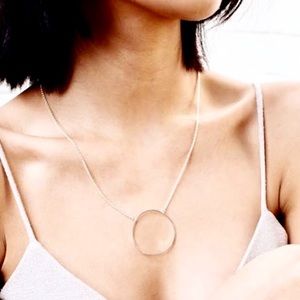 Lele Sadoughi Large Circle Silver Plated Necklace